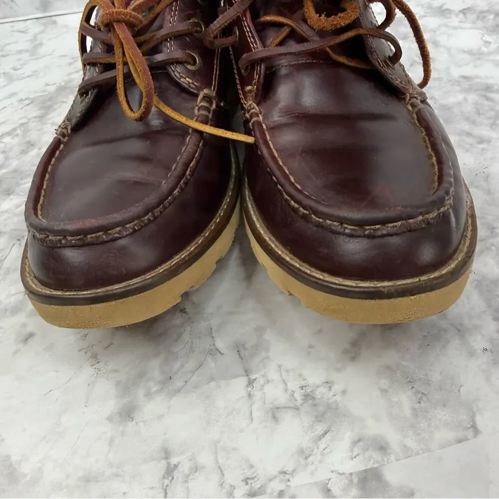 SPERRY Top-Sider 3-eye Dark Brown Leather Lug Moc Toe Boat Shoes Women’s Sz 8